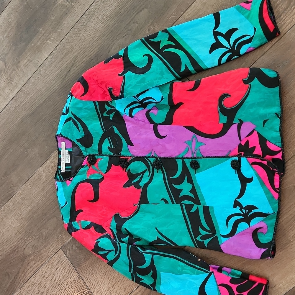 Vintage Anne Crimmins Silk Blouse Abstract Size 6 UMI Collections